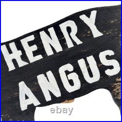 Vtg 1960s Hand-Painted Henry Angus Cutout Black Cattle Cow Farm Wood Sign