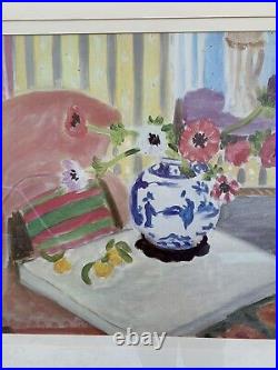 Vtg 37x52 Henri Matisse Framed Poster Print Flower And Vase Painting Lithograph
