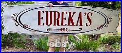 Vtg 50s 60s EUREKA'S Hand Painted General Store 8' Wooden Sign Pick-Up Michigan
