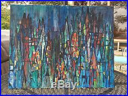 Vtg 60s Abstract Expressionist Oil Painting Retro Art Mid Century Modern Signed