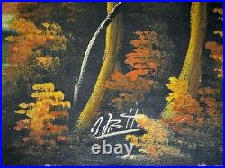Vtg 60s MCM orig. African Village Sunset Painting 36x21.5 Signed
