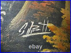 Vtg 60s MCM orig. African Village Sunset Painting 36x21.5 Signed