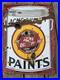 Vtg ACME Quality Paints Enamels Advertising Porcelain Sign Flange Double Sided