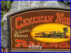 Vtg Antique Canadian Northern Railroad Wood Wooden Sign Hand Painted Handmade