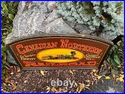 Vtg Antique Canadian Northern Railroad Wood Wooden Sign Hand Painted Handmade