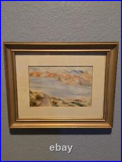 Vtg Antique Original Lake Watercolor Painting Artist Signed Gould, Nv. History