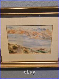 Vtg Antique Original Lake Watercolor Painting Artist Signed Gould, Nv. History