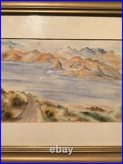 Vtg Antique Original Lake Watercolor Painting Artist Signed Gould, Nv. History