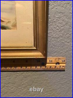 Vtg Antique Original Lake Watercolor Painting Artist Signed Gould, Nv. History