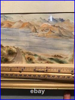 Vtg Antique Original Lake Watercolor Painting Artist Signed Gould, Nv. History
