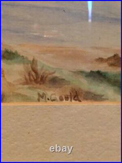 Vtg Antique Original Lake Watercolor Painting Artist Signed Gould, Nv. History