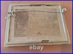 Vtg Antique R U Rinaldi Signed Oil on Board Seascape Painting Figures in Boats 2