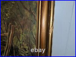 Vtg Antique Sigrid Beck Knudsen Oil Painting on Canvas of Cows Calves Landscape