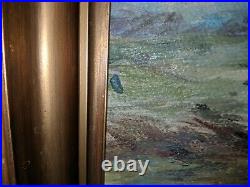 Vtg Antique Sigrid Beck Knudsen Oil Painting on Canvas of Cows Calves Landscape