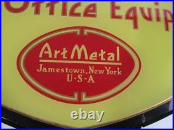 Vtg Art Metal Furniture Manufacture Reverse Painted Glass Sign Jamestown NY Deco