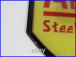Vtg Art Metal Furniture Manufacture Reverse Painted Glass Sign Jamestown NY Deco