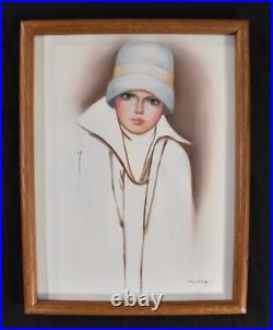 Vtg Beautiful Woman Art Nouveau Style, Oil Painting, Signed by Morgan, 17 x 13