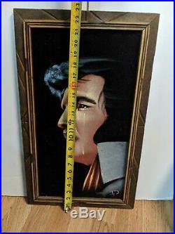Vtg Black Velvet Elvis Presley The King/Framed/Hand-painted Oil Painting