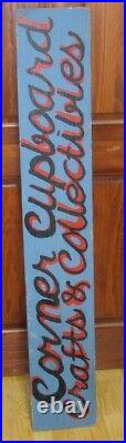 Vtg CORNER CUPBOARD CRAFTS Painted Wood Store Sign Tramp Art/Steampunk J398