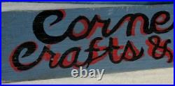 Vtg CORNER CUPBOARD CRAFTS Painted Wood Store Sign Tramp Art/Steampunk J398