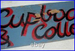 Vtg CORNER CUPBOARD CRAFTS Painted Wood Store Sign Tramp Art/Steampunk J398