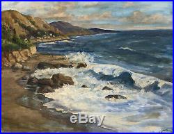 Vtg California Coastal Seascape Ocean Beach Painting Plein Air Impressionism MCM