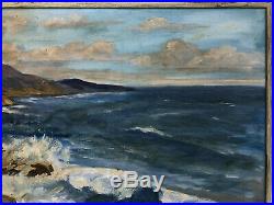 Vtg California Coastal Seascape Ocean Beach Painting Plein Air Impressionism MCM