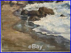 Vtg California Coastal Seascape Ocean Beach Painting Plein Air Impressionism MCM