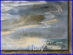 Vtg California Coastal Seascape Ocean Beach Painting Plein Air Impressionism MCM