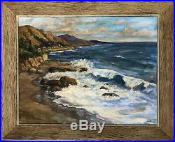 Vtg California Coastal Seascape Ocean Beach Painting Plein Air Impressionism MCM
