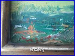 Vtg California Eucalyptus & Meadow Landscape Impressionist Oil Painting Mystery
