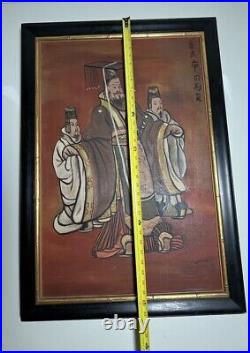 Vtg Chinese Emperor Wu Of Jin Signed Portrait Orig Oil Painting Art By Pascoll