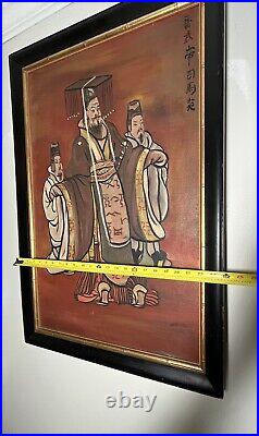 Vtg Chinese Emperor Wu Of Jin Signed Portrait Orig Oil Painting Art By Pascoll