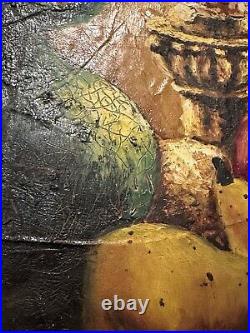 Vtg. Fine Art Heavy Impasto Hand Painted Oil Still Life SIGNED MYSTERY ARTIST