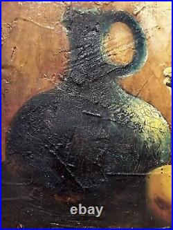 Vtg. Fine Art Heavy Impasto Hand Painted Oil Still Life SIGNED MYSTERY ARTIST
