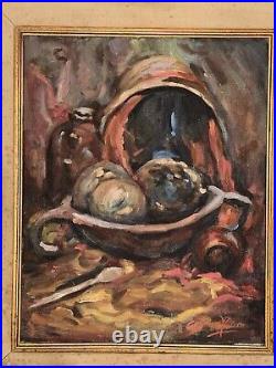 Vtg. Fine Art Post Impressionism Painting Oil Still Life SIGNED MYSTERY ARTIST