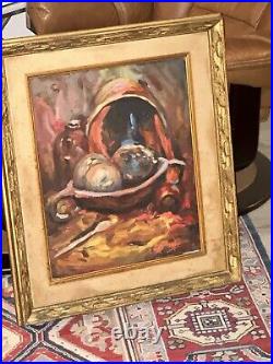 Vtg. Fine Art Post Impressionism Painting Oil Still Life SIGNED MYSTERY ARTIST