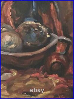 Vtg. Fine Art Post Impressionism Painting Oil Still Life SIGNED MYSTERY ARTIST