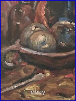 Vtg. Fine Art Post Impressionism Painting Oil Still Life SIGNED MYSTERY ARTIST