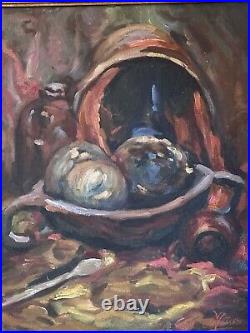 Vtg. Fine Art Post Impressionism Painting Oil Still Life SIGNED MYSTERY ARTIST
