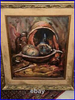 Vtg. Fine Art Post Impressionism Painting Oil Still Life SIGNED MYSTERY ARTIST