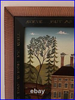Vtg Folk Art Painting On Board D. Masters Kriebel Signed House Dogs Joshua 2415