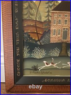 Vtg Folk Art Painting On Board D. Masters Kriebel Signed House Dogs Joshua 2415
