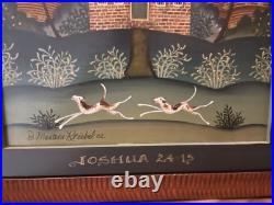 Vtg Folk Art Painting On Board D. Masters Kriebel Signed House Dogs Joshua 2415