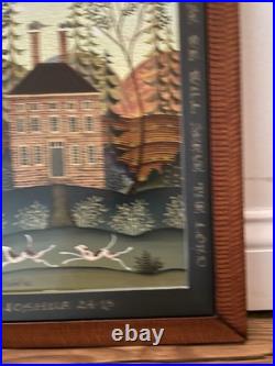Vtg Folk Art Painting On Board D. Masters Kriebel Signed House Dogs Joshua 2415