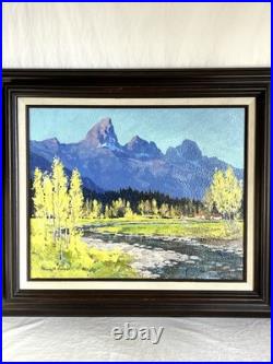 Vtg Framed Landscape Painting Tetons Jackson Hole Signed Anna R Spiess Utah