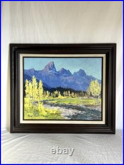 Vtg Framed Landscape Painting Tetons Jackson Hole Signed Anna R Spiess Utah