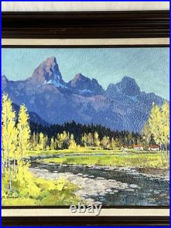 Vtg Framed Landscape Painting Tetons Jackson Hole Signed Anna R Spiess Utah