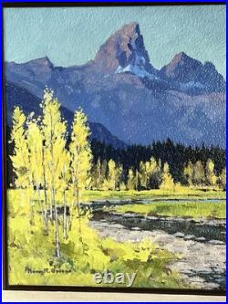 Vtg Framed Landscape Painting Tetons Jackson Hole Signed Anna R Spiess Utah