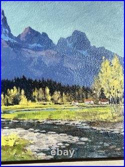 Vtg Framed Landscape Painting Tetons Jackson Hole Signed Anna R Spiess Utah